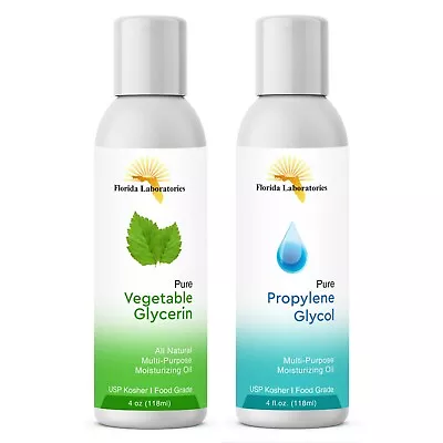 2- 4oz Vegetable Glycerin & Propylene Glycol USP Kosher VG 99.9% Pure Food Grade • $11.95