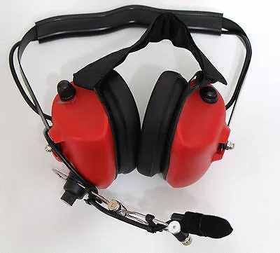 Noise Cancelling Pilot Headset For Motorola Radio 2PIN GP68 CP150 GP88 CP200 RED • $64.99