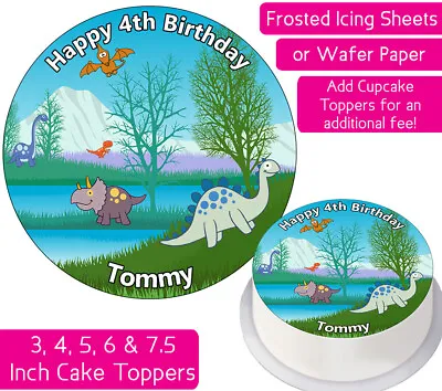 Dinosaurs Edible Wafer & Icing Personalised Cake Topper Birthday Party Decor Rex • £2.25
