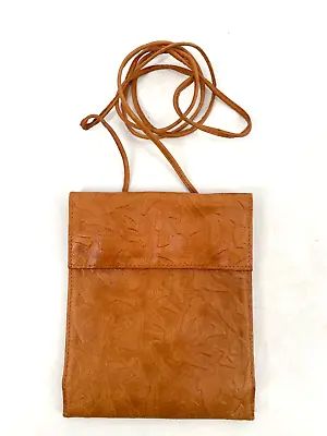 VTG Kenneth Cole Leather Folding Crossbody Purse Caramel Brown Pocket Credit • $22