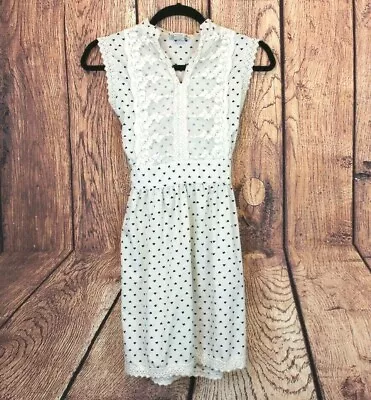 $23.21 • Buy Rebellion Womens Top Blouse Polka Dot Heart Shape Lace Beige Black Size S
