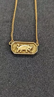 Vintage Trifari Taurus Necklace Gold Tone 14  .75 Pendant  • $52