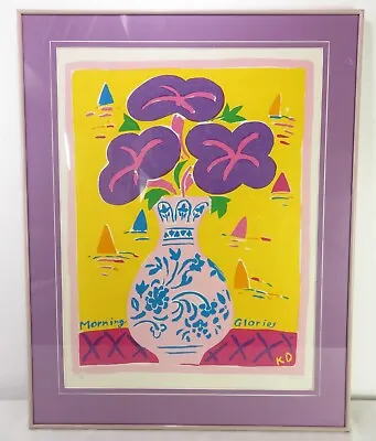 Vtg KEN DONE  MORNING GLORIES  SCREEN PRINT Limited Edition SIGNED ART Flowers • £156.83