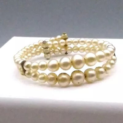 Vintage Baby Jewelry Infant Bracelet Graduated Double Row Glass Pearls Beaded • $27.30