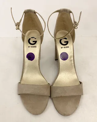 Guess Beige 2.5  High Heels Shoes Size 8.5 8 1/2 Faux Suede Dress Open Toe • $0.99