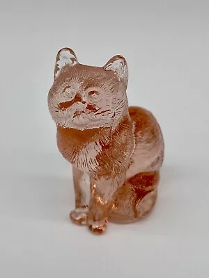 Mosser Rose Pink Sitting Cat Kitty Glass Figurine Vintage Collectable Signed HTF • $250