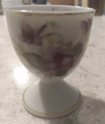 Egg Cup Made In Occupied Japan White With Purple Violets Vintage Rare • $18