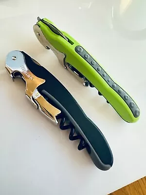 (2) Murano Green Black 2 Step Waiters Corkscrews Wine Openers • $14