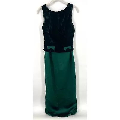 Vintage Jessica McClinton Bridal Velour Holiday Green Maxi Dress Size 6 • $24.49