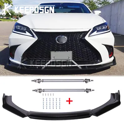 For Lexus ES350 IS300 Gloss Front Bumper Lip Spoiler Splitter Chin + Strut Rods • $142.20