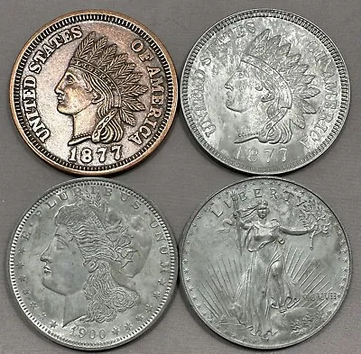 Vintage Jumbo Novelty Metal Fake U.S. Mint Coins 3” Lot Of 4 • $15