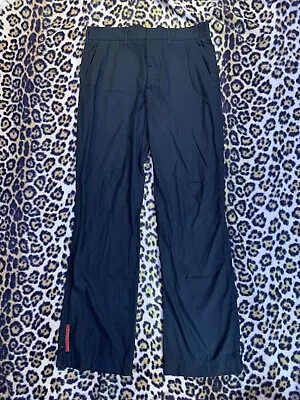 Men’s Prada Cotton Nylon Blend Black Pants Size 46 Made In Italy Leg Zippers • $345