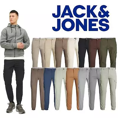 Jack & Jones Men's Cuffed Cargo Pants Slim Fit Tapered Leg Casual Combat Trouser • $31.57