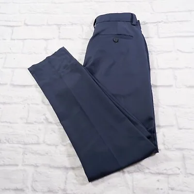 Haggar Cool 18 Pro Navy Blue Flat Front Polyester Chinos Mens Pants 30 X 30 • $12.97