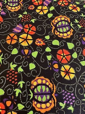 Gorgeous Black Bright Fruit Flower Floral Mexican Mexico Style 5 Yards Material • $35