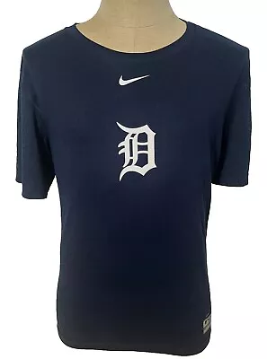 Nike Dri-Fit Authentic Collection Detroit Tigers Blue T-Shirt MLB Size M ~ Used  • $11.97