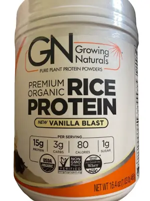 Growing Naturals Rice Protein Isolate Powder Vanilla Blast 465-Gram • $24.99