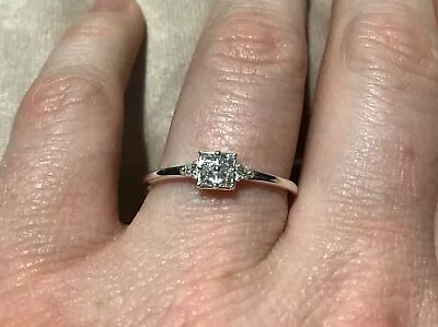 $111.71 • Buy 0.5 Carat Lab Created Diamond Solitaire Engagement Ring Platinum Plated 925 N