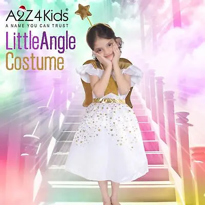 Kids Girls Xmas Nativity Angel School Play Angel Fancy Dress Costume Age 3-14 Yr • £9.99