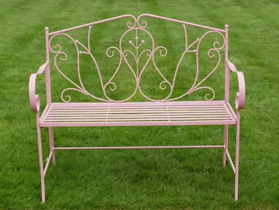 Brand New Two Seater Powder Pink Bench Metal Outdoor Foldable Seat (8727) • £129.99