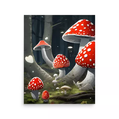 Amanita Muscaria Mushroom Forest Wall Art / Poster  • $16.50