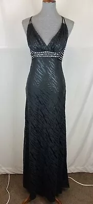 Faypana Couture Faviana Size 4 Long Maxi Dress Prom Formal Strappy Beaded Animal • $60