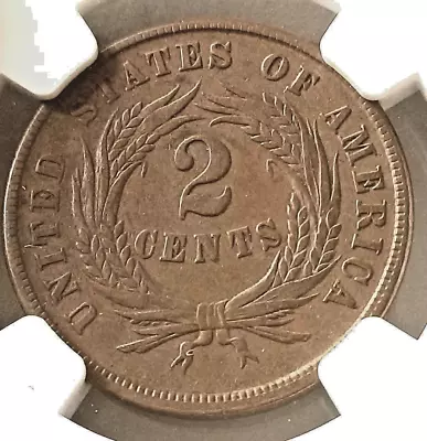 1865 Two Cent Piece NGC XF-45 BN Attractive Choc. Brown Specimen. *FREE SHIP* • $92.50