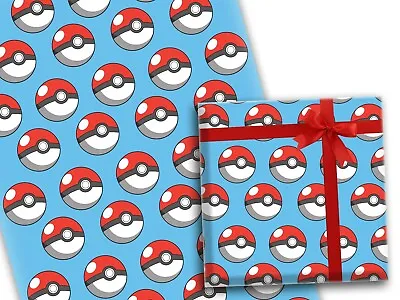 £2.99 • Buy Pokeball Gift Wrapping Paper Gaming Present Pokemon Pikachu Nintendo Switch UK