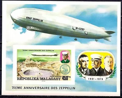 Madagascar 1976 Zeppelin Aviation Transport Airship Balloon Imperf M/s MNH • $8.64
