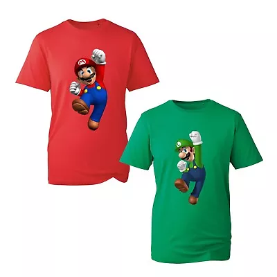 Super Mario Luigi T-Shirt Funny Gamer Video Cartoon Birthday Kids Adults Tee Top • £9.99