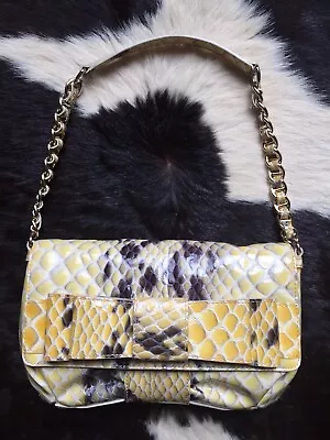 NEW KATE SPADE Yellow Faux Reptile Snakeskin Purse Feat. Bow & Gold Chain Strap • $180