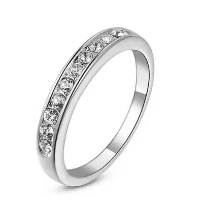 $6.95 • Buy NEW 18K White Gold GP Simulated Diamond Men Women Wedding Engagement Band Ring