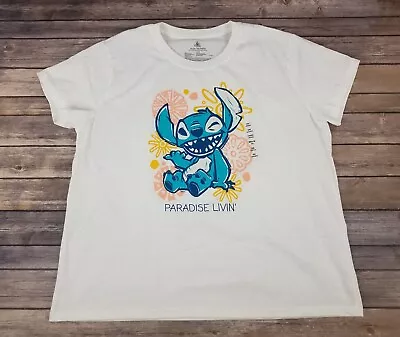 Disney Stitch T-shirt Women Size 2XL White Graphic Short Sleeve New • $18.99