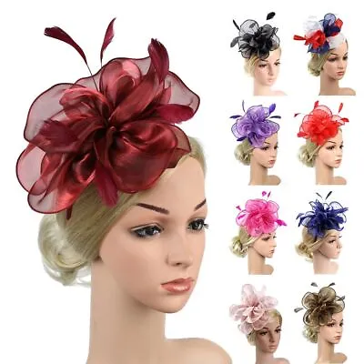 $11.76 • Buy Ascot Race Fascinator Hats Cocktail Tea Party Headwear Feather Flower Headband