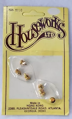 Vintage Dollhouse Miniature Houseworks LTD 6 Brass Gold Tone Door Knobs 1116 NOS • $4.99