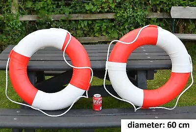 Pair Of New Red And White Life Rings Lifebuoys Ring - 60 Cm  - PU Leather • £54.95