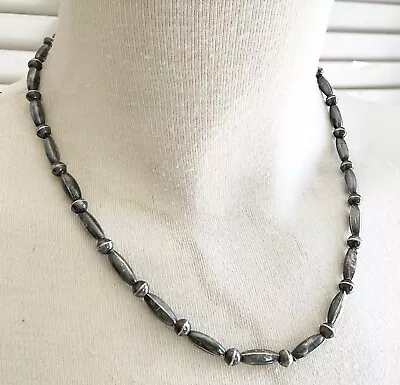 Vintage Navajo Sterling Necklace Bench Beads Melon Shape FOX TAIL Chain 18 In. • $138