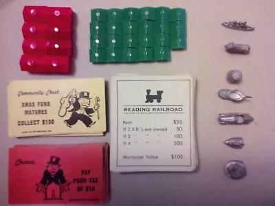 1970s Monopoly Cards Houses Hotels And Playing Pieces • $19