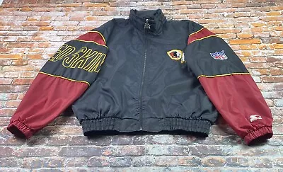 Vintage Washington Redskins Starter Jacket Mens Large Black 90s NFL Windbreaker • $69.79