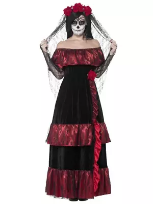 Day Of The Dead Bride Skull Spanish Senorita Halloween Costume Fancy Dress • $109.95