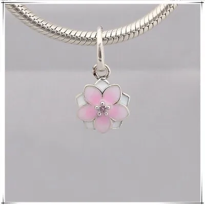 $23.99 • Buy New Authentic Sterling Silver Pink Mongolian Daisy Flower Dangle Pandora Charm 