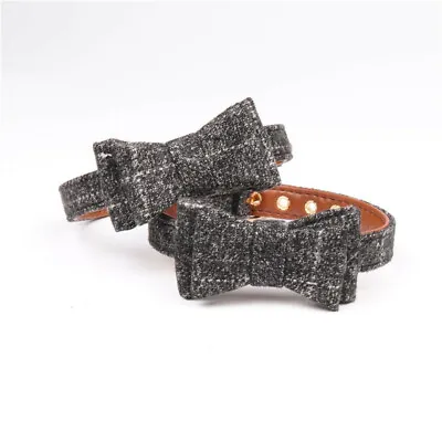 Dog Collar Tartan Plaid BowKnot Bow Tie Adjustable Pet Puppy Cat Collars UK Stoc • £5.79