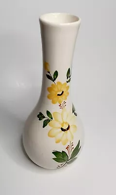 Vintage FTD Vase  Off White Hand-Painted In Yellow Flowers Made In Portugal • $10