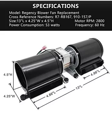  Fireplace Blower Fan Kit For Regency Wood & Gas Stove 910-157/P Blower Kit  • $84.99