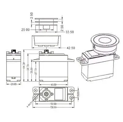 JX Servo SW4505 1.5PA 5.25kg 1.5T Plastic Gears Standard Size Sail Winch Serv... • £11.09