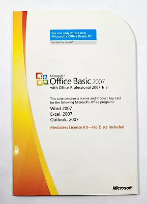 Microsoft Office Basic 2007 Medialess No Discs Included Word Excel Outlook READ • $19.99