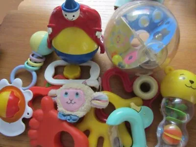 BABY TOYS Sensory Nursery Lot FISHER PRICE Etc RATTLES Rolling BALL TEETHERS • £7.99