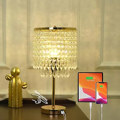 Gold Crystal Table LampModern Crystal Lamp For BedroomGold Lamp With Crystal S • $61.99