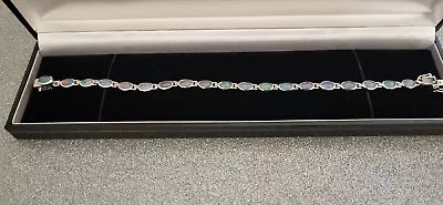 £99.99 • Buy Boulder Opal Tennis Bracelet In Platinum Over Sterling Silver 8.0 