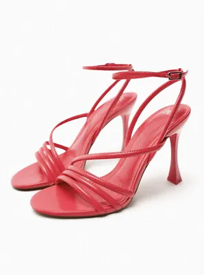 New Zara HIGH HEELED STRAP SANDALSSize 8USColor Red • $34.99